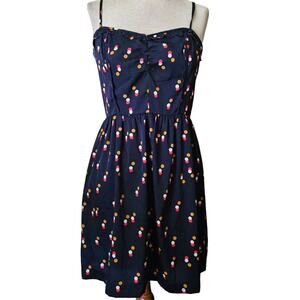 Navy Polka Dot Spaghetti Strap Dress Size Small